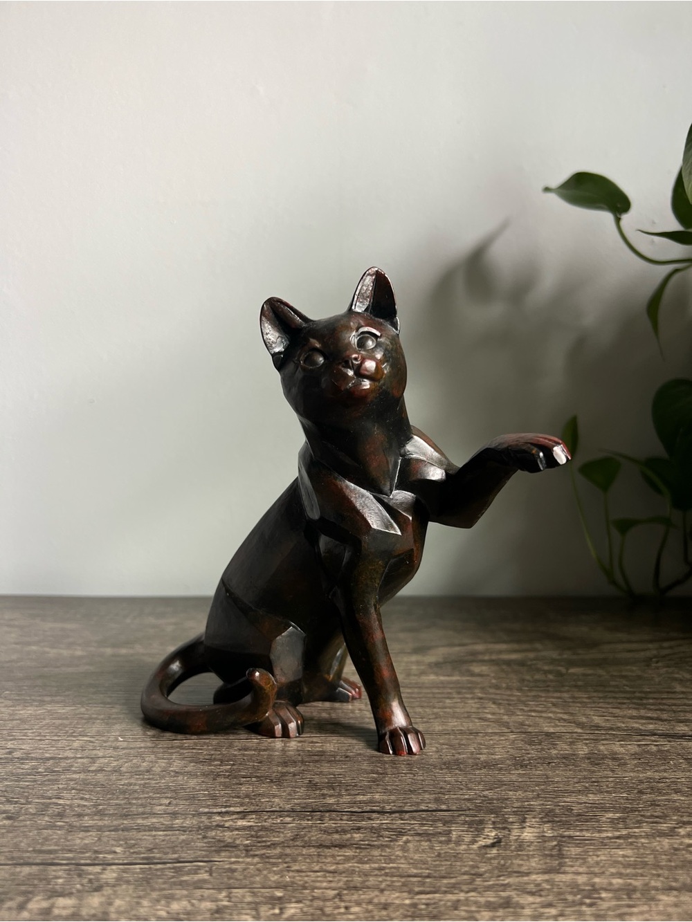 Vintage Cubist Cat Sculpture